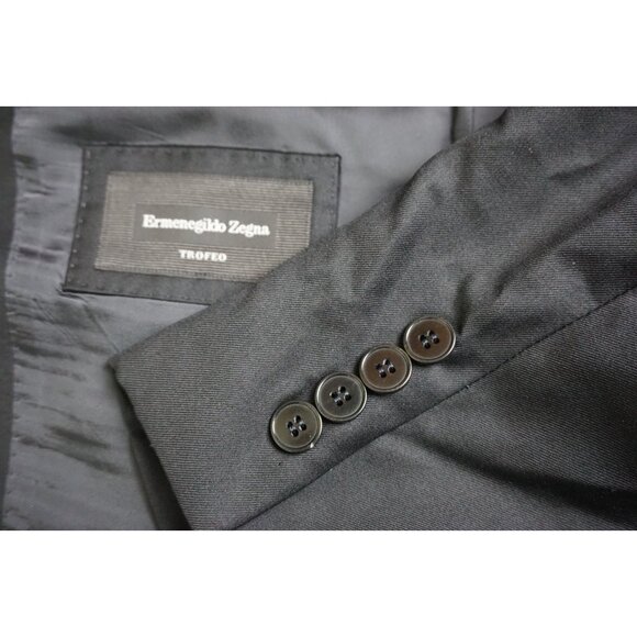 Ermenegildo Zegna CITY CURRENT Solid Black 100% Wool Sport Coat Jacket Sz 42R